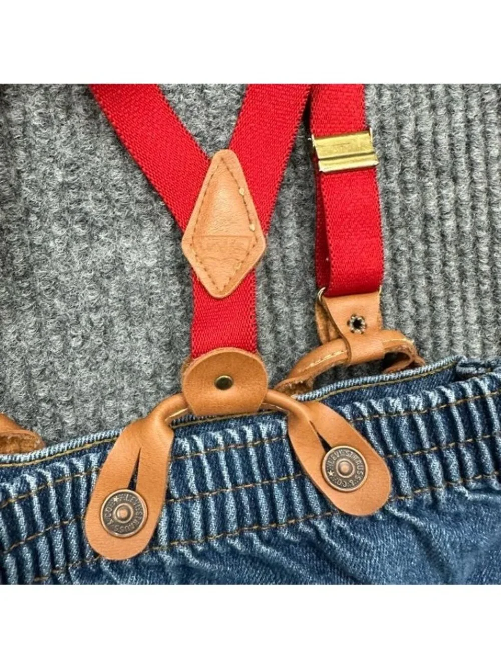 VTG Levis Denim Suspender Skirt 100% Cotton Overall USA Made Girls sz 24 Months